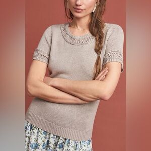 MRSP $98 Anthropologie Latticed Sweater Tee